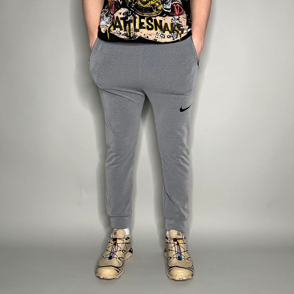 Vintage Y2K Nike Sweatpants Mens XL Grey Black Swoosh Dri Fit Cotton Joggers - Picture 2 of 4